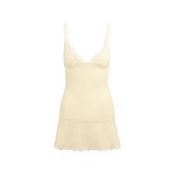 SKIMS Cotton Lace Slip Dress Butter